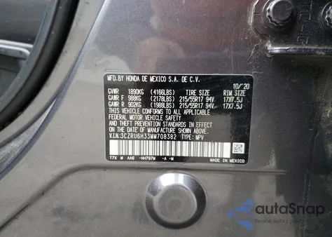 2021 Honda Hr-V Lx z USA, uszkodzony, nr VIN 3CZRU6H33MM708382